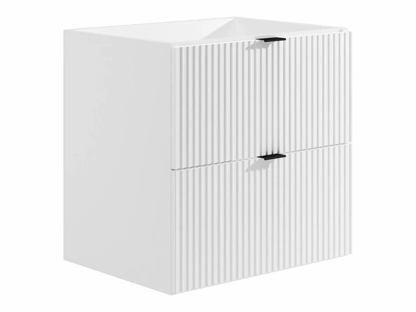 Vente-unique Mueble suspendido bajo lavabo estriado, color mate, An60 cm, ZEVINI Blanco Hot