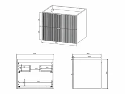 Vente-unique Mueble suspendido bajo lavabo estriado, color mate, An60 cm, ZEVINI Blanco Hot