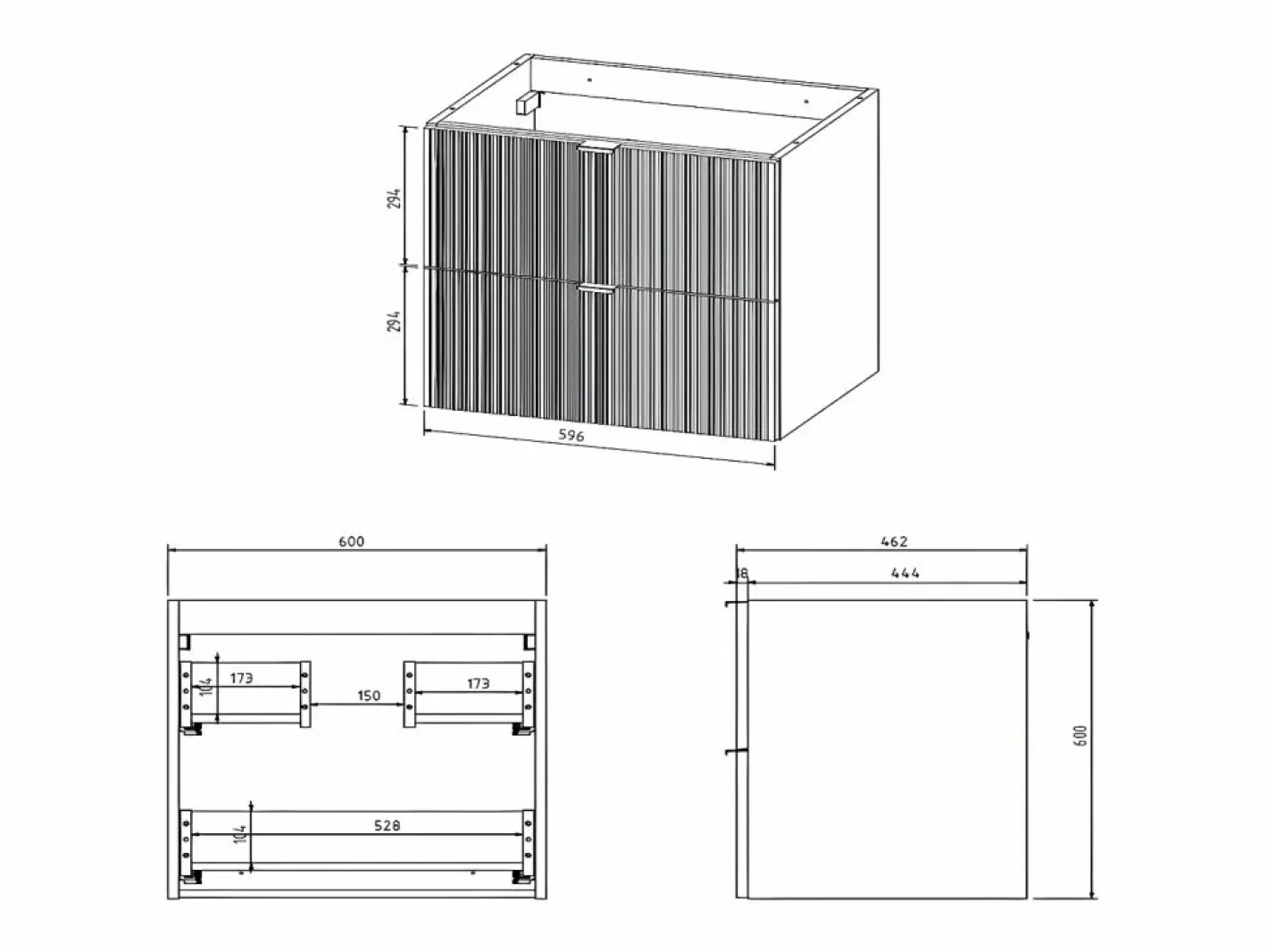 Vente-unique Mueble suspendido bajo lavabo estriado, color mate, An60 cm, ZEVINI Blanco Hot