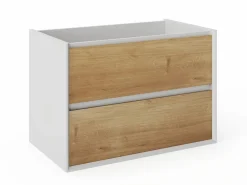 Vente-unique Mueble suspendido bajo lavabo color natural y blanco - 80 cm - LANNICK Color natural claro / Blanco New