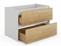 Vente-unique Mueble suspendido bajo lavabo color natural y blanco - 80 cm - LANNICK Color natural claro / Blanco New