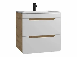 Mueble suspendido con lavabo encastrable, color natural y blanco, 60 cm, ARUBA^Vente-unique Hot