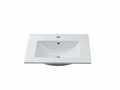 Mueble suspendido con lavabo encastrable, color natural y blanco, 60 cm, ARUBA^Vente-unique Hot