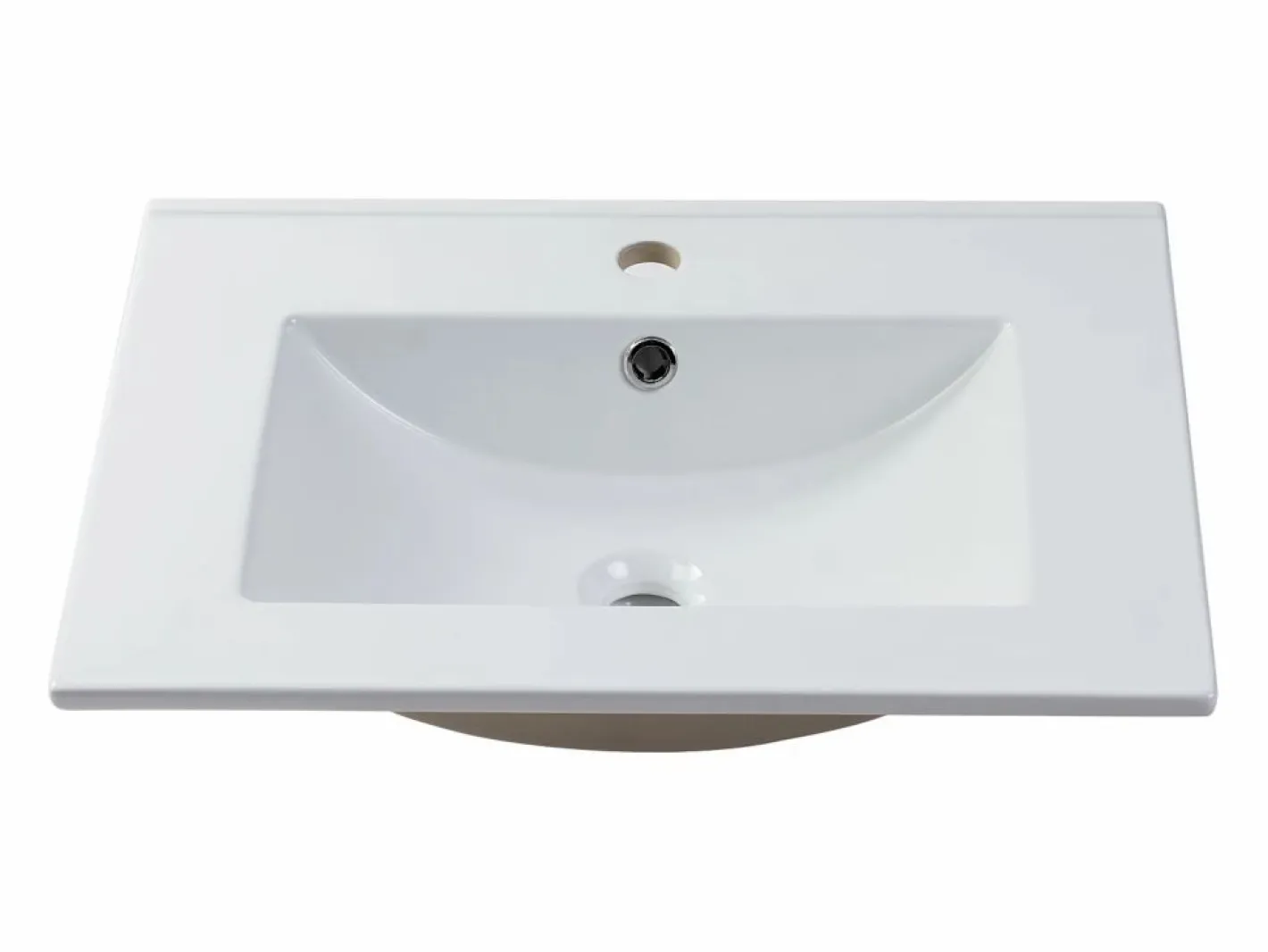 Vente-unique Mueble De Baño Simple|Mueble suspendido con lavabo encastrado, natural claro y negro, 60 cm, MADELA