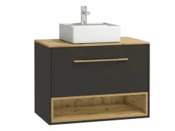 Mueble suspendido con lavabo a instalar y armario de pared, , L80 cm, YANGRA^Vente-unique Clearance