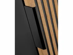 Mueble suspendido estriado con lavabo y columna, natural claro y negro, 120 cm, MADELA^Vente-unique Best