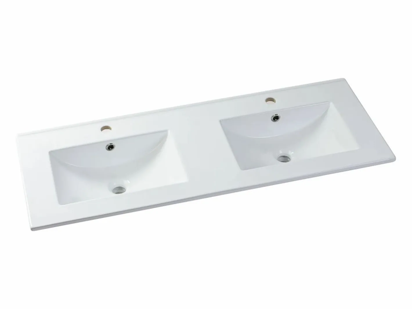 Vente-unique Mueble suspendido estriado con lavabo encastrado - Natural oscuro y negro - 120 cm - BANIVA Negro / Color natural oscuro Sale