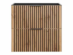 Mueble suspendido para lavabo estriado, natural claro y negro, 60 cm, MADELA^Vente-unique Sale