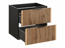 Mueble suspendido para lavabo estriado, natural claro y negro, 60 cm, MADELA^Vente-unique Sale