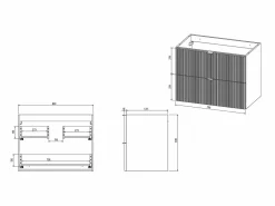 Vente-unique Mueble De Lavabo|Mueble suspendido para lavabo estriado, color , An80 cm, ZEVINI