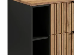 Vente-unique Mueble suspendido para lavabo con estantes - Natural claro - An80 cm - MADELA Negro / Color natural claro Discount