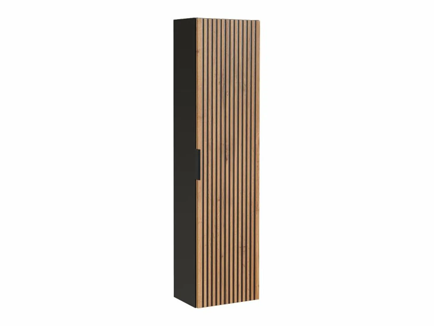 Mueble suspendido y lavabo + columna natural claro y negro, 60 cm, MADELA^Vente-unique Clearance