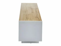 Vente-unique Mueble Tv|Mueble TV 2 puertas 1 cajón MDF lacado blanco y natural AMANI