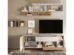 Calicosy Mueble Tv|Mueble TV 2 puertas, 1 cajón y 2 nichos L180 cm - MALA