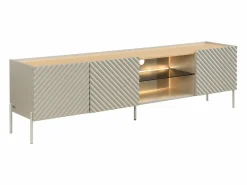 Vente-unique Mueble TV 3 puertas y 2 huecos con LEDs en MDF - Beige y natural claro - TASIBA Beige / Color natural claro Online