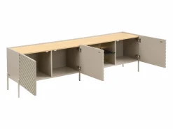 Vente-unique Mueble TV 3 puertas y 2 huecos con LEDs en MDF - Beige y natural claro - TASIBA Beige / Color natural claro Online