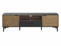 Mueble TV chapado en madera de fresno color con puertas en natural^ Outlet