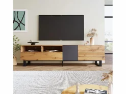 Mueble TV 180cm - 2 cajones y 5 compartimentos - estilo industrial - Natural^ModernLuxe