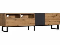 Mueble TV 180cm - 2 cajones y 5 compartimentos - estilo industrial - Natural^ModernLuxe