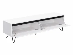 Vente-unique Mueble TV con 2 cajones de MDF y acero - y negro - ABUJA Blanco Outlet