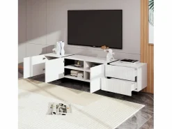 Merax Mueble TV con 2 cajones y 3 puertas - 190 x 35 x 45 cm - Madera MDF y tableros de partículas - + negro Blanco Best