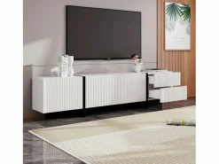 Merax Mueble TV con 2 cajones y 3 puertas - 190 x 35 x 45 cm - Madera MDF y tableros de partículas - + negro Blanco Best