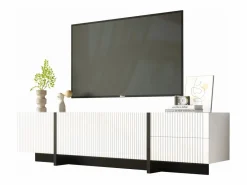 Merax Mueble TV con 2 cajones y 3 puertas - 190 x 35 x 45 cm - Madera MDF y tableros de partículas - + negro Blanco Best
