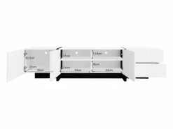 Merax Mueble TV con 2 cajones y 3 puertas - 190 x 35 x 45 cm - Madera MDF y tableros de partículas - + negro Blanco Best