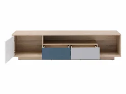 Vente-unique Mueble TV con 1 puerta, 2 cajones y 1 estante - Multicolor - FILUTIA Color natural claro / Multicolor Sale