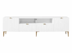 Vente-unique Mueble Tv|Mueble TV con 2 puertas, 2 cajones y 2 estantes de MDF y acero - y dorado - YESINIA