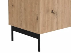 Vente-unique Mueble TV con 2 puertas, 1 cajón y 1 estante - Natural y efecto mármol negro - LIOMENA Negro / Color natural claro Outlet