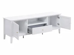 Vente-unique Mueble TV con 2 puertas, 1 cajón y 1 estante de MDF - - NARIVA Blanco Best