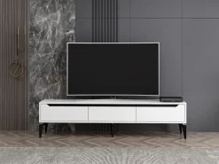 Vente-unique Mueble TV con 3 puertas - Color: - MINALYA Blanco Outlet