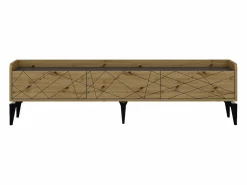 Vente-unique Mueble TV con 3 puertas - Natural y antracita - MONALIA Gris antracita / Color natural claro