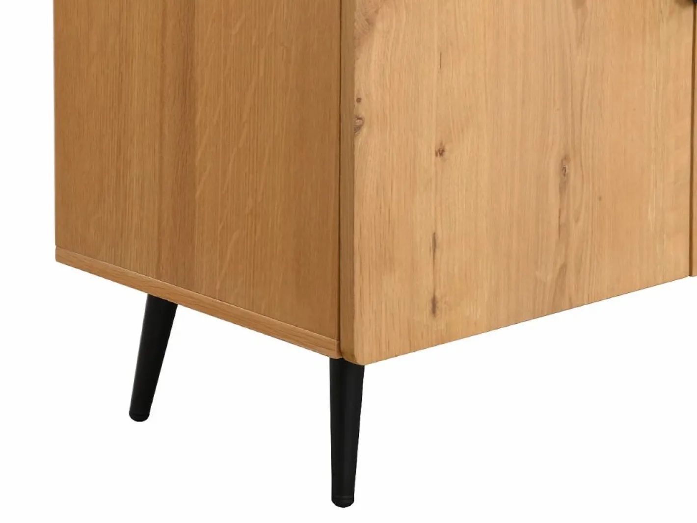 Vente-unique Mueble Tv|Mueble TV con 4 puertas chapado en roble y acero - Natural claro y Negro - SINOLO