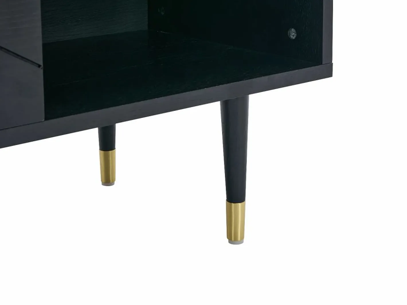 Mueble TV con 2 puertas y 2 estantes chapado en roble - Negro y dorado - PARIOMA^Vente-unique Best