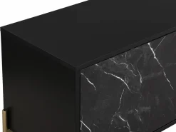Mueble TV con 2 puertas y 2 estantes de MDF y metal - Efecto mármol y dorado - CIEMILA^Vente-unique