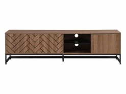 Vente-unique Mueble TV con 3 puertas y 2 estantes de MDF - Natural y negro - CARATANA Negro / Color natural oscuro Clearance