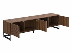 Vente-unique Mueble TV con 3 puertas y 2 estantes de MDF - Natural y negro - CARATANA Negro / Color natural oscuro Clearance
