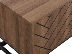 Vente-unique Mueble TV con 3 puertas y 2 estantes de MDF - Natural y negro - CARATANA Negro / Color natural oscuro Clearance