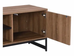 Vente-unique Mueble TV con 3 puertas y 2 estantes de MDF - Natural y negro - CARATANA Negro / Color natural oscuro Clearance