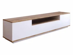 Vente-unique Mueble TV con 3 puertas y 1 hueco - Blanco y natural - LOTULA Color natural claro / Blanco Clearance