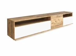Vente-unique Mueble TV con 4 puertas y 2 estantes - Natural claro y blanco - CEDONA Color natural claro / Blanco Best