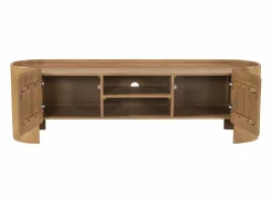 Vente-unique Mueble TV con 2 puertas y 2 huecos en madera de mango - Natural - ISLARA Color natural claro Outlet