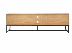 Miliboo Mueble Tv|Mueble TV con acabado de roble claro y metal negro 160 cm LOVATO