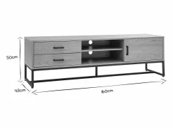 Miliboo Mueble Tv|Mueble TV con acabado de roble claro y metal negro 160 cm LOVATO