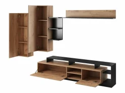 Mueble TV con compartimentos - Color natural y antracita - IDESIA^Vente-unique Sale
