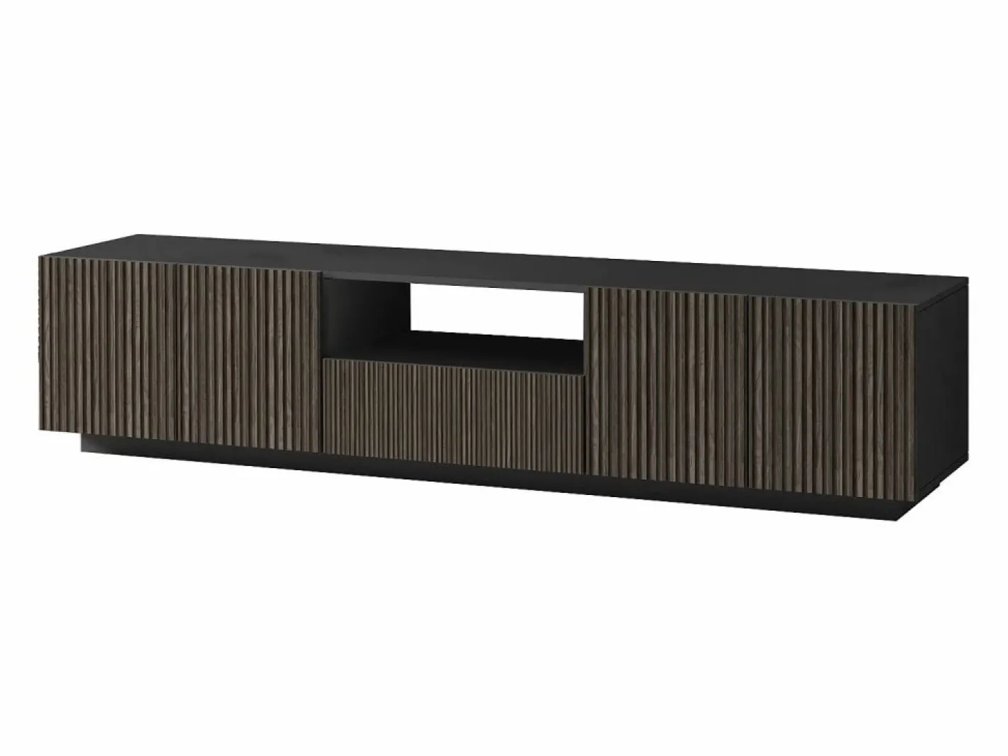 Mueble Tv|Mueble TV Coste con 4 puertas, 1 cajón y 1 compartimento, antracita/madera oscura, 220,1 x 43 x 46 cm