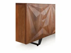 Mueble TV de 2 puertas y 2 cajones en madera maciza de mango Marru00f3n Discount