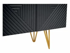 Miliboo Mueble TV de diseño en y metal dorado 140 cm OZEN Negro Best